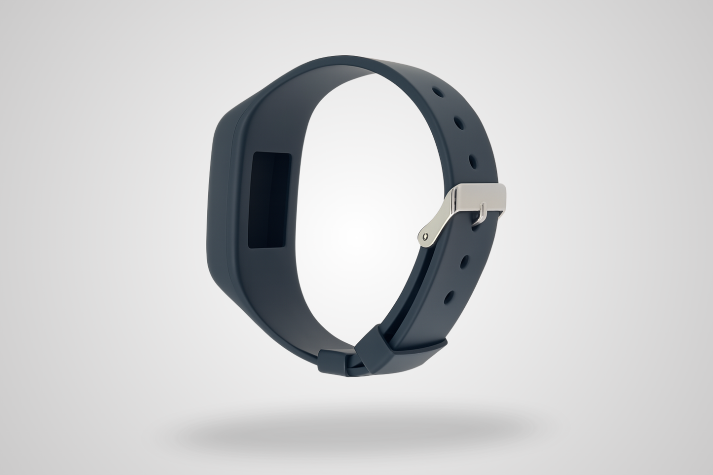 A photo of a black silicone bracelet compatible with chip space