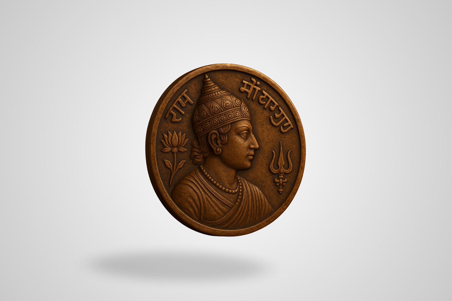 A photo of an Asian antique bronze coin