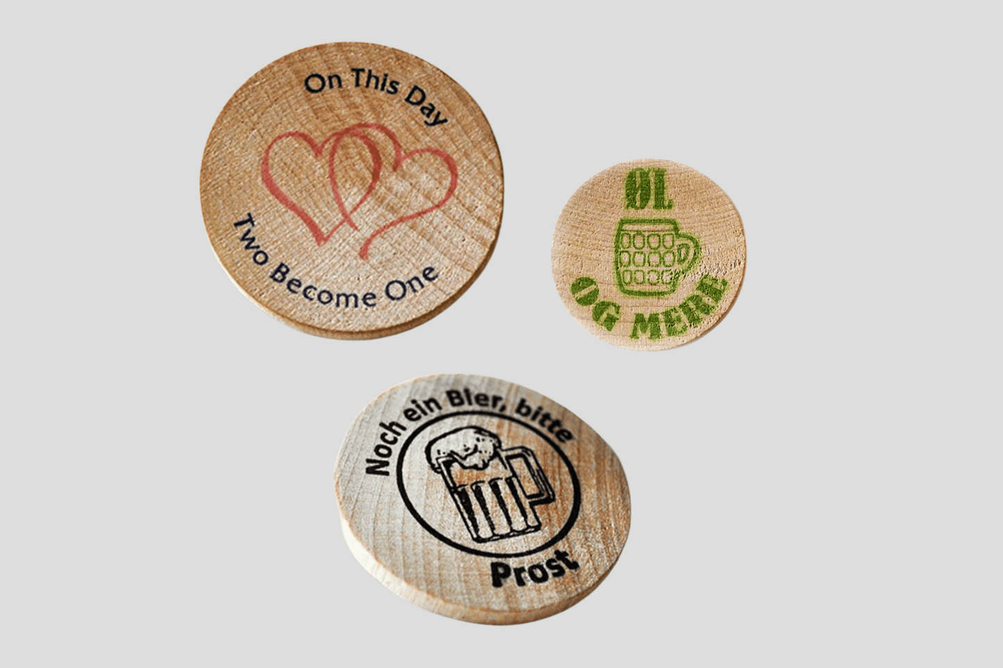 Printed Wooden Tokens Tokens JM Band UK   