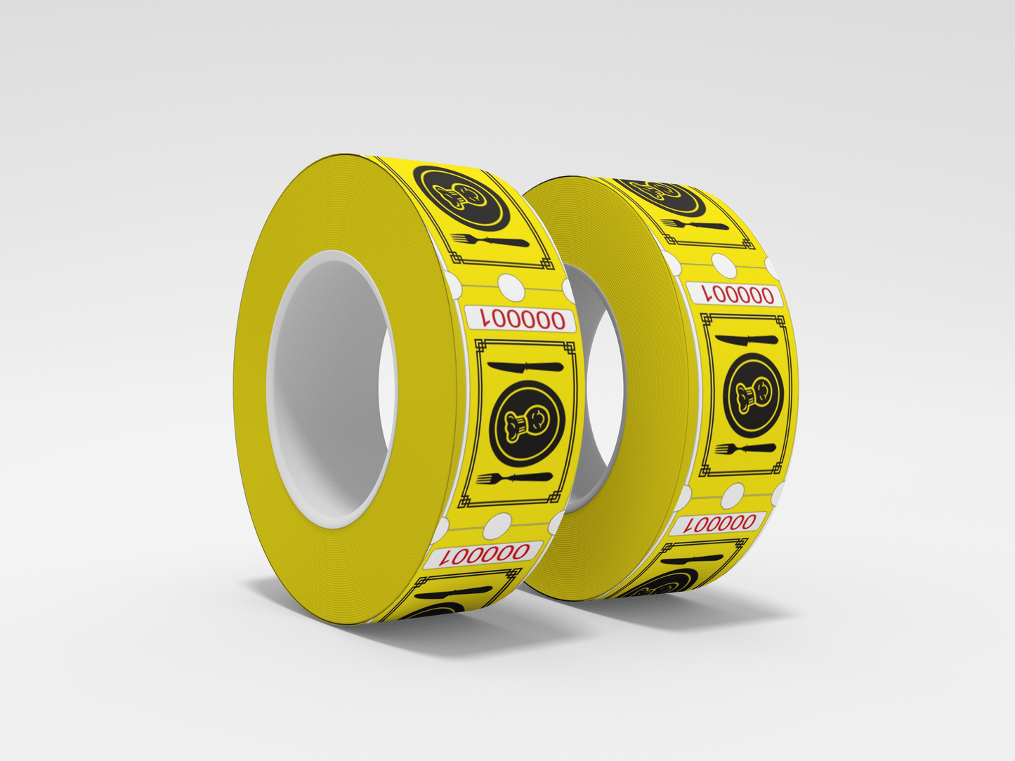 Food Tickets Roll 1000 X 1 Tickets JM Band UK 1 Food Roll - Yellow