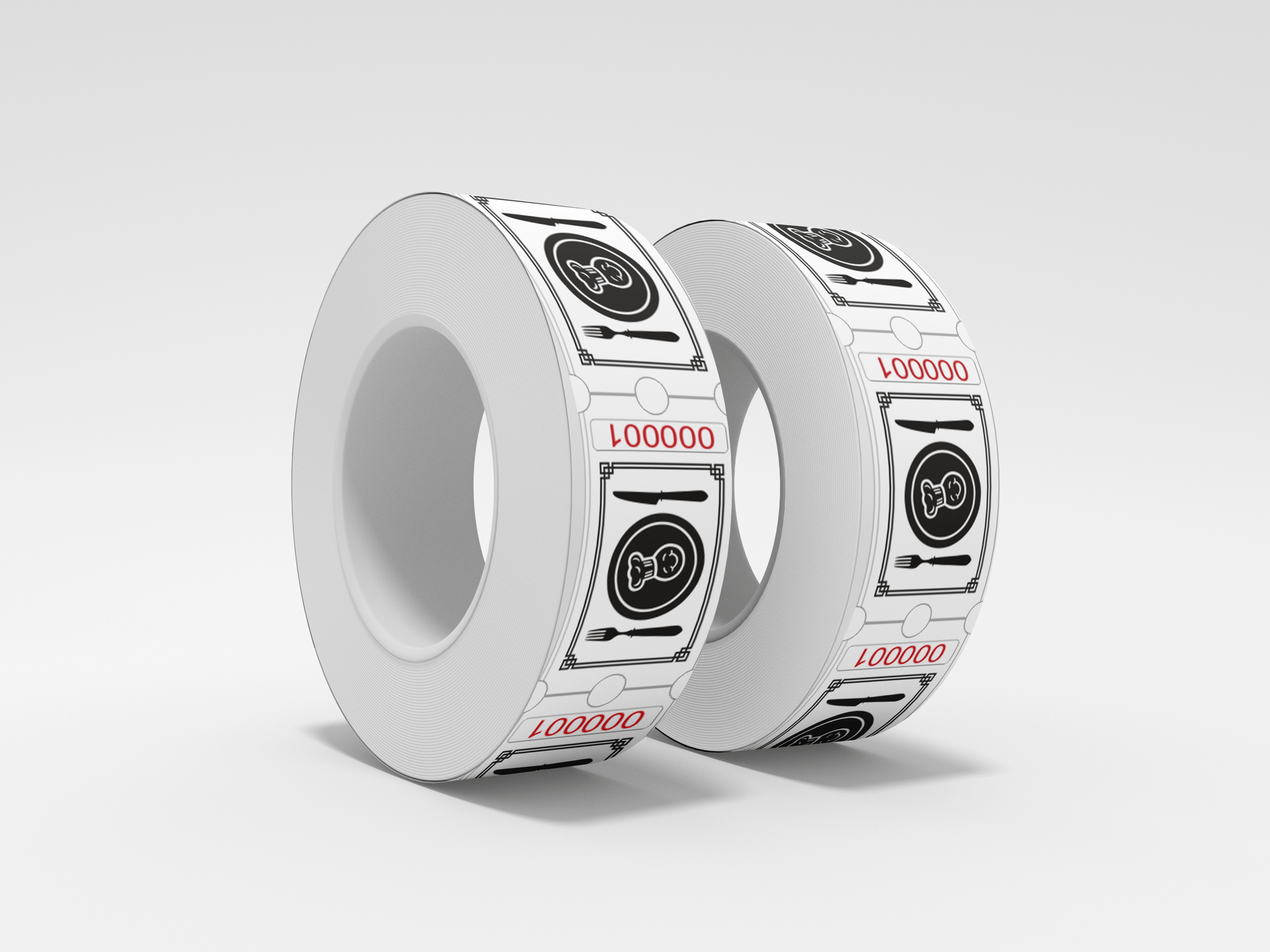 Food Tickets Roll 1000 X 1 Tickets JM Band UK 1 Food Roll - White