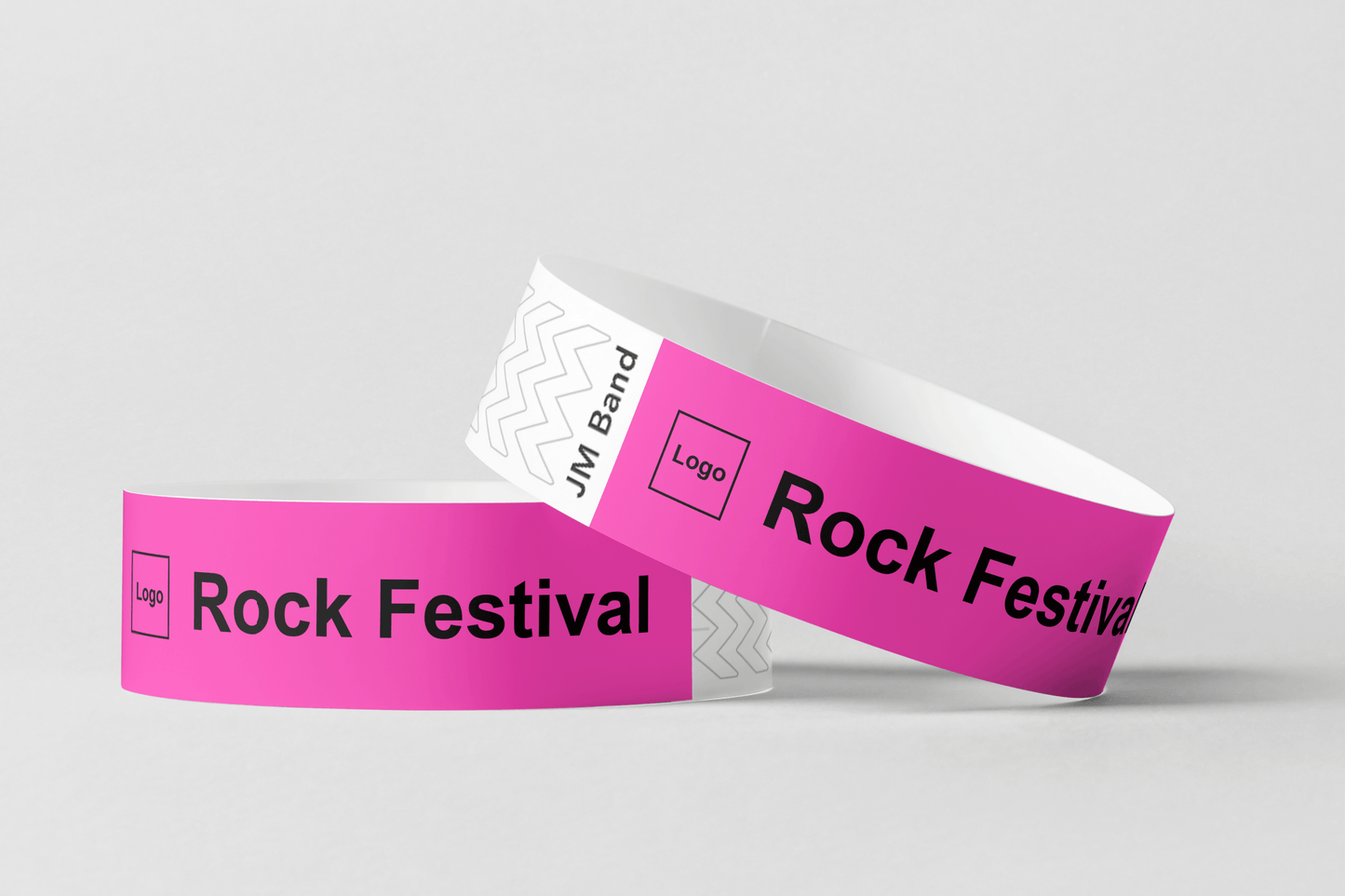 Paper Wristband - Black Print Paper wristbands JM Band UK 10 Pink