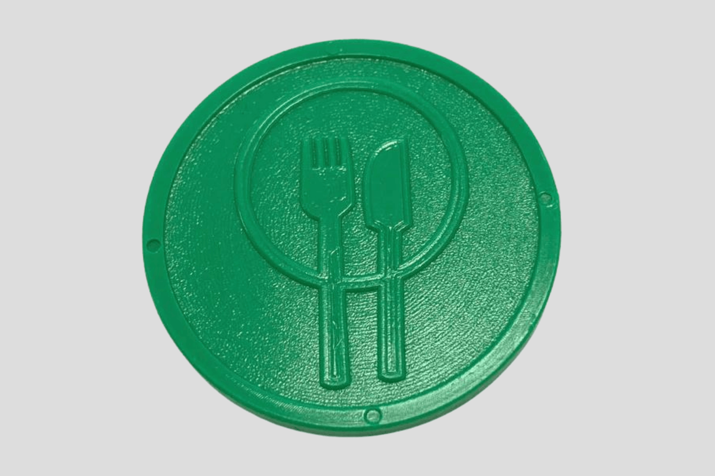 Embossed Plastic Tokens in Stock Tokens JM Band UK 1 Food Green 