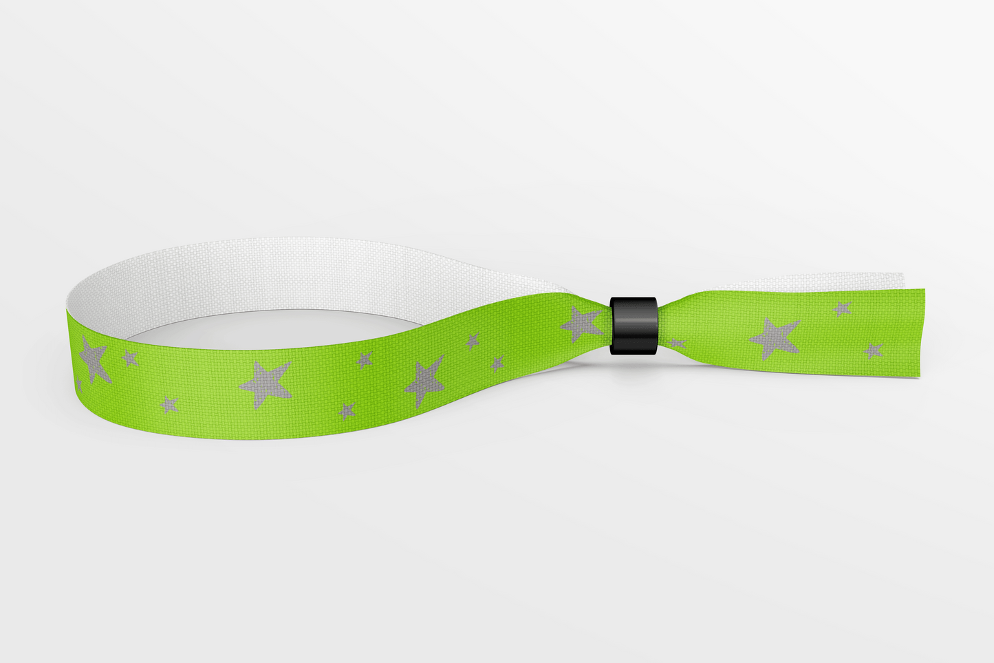 Textile Wristbands with Stars and Colours Fabric Wristbands JM Band UK 50 Green With Gray Stars