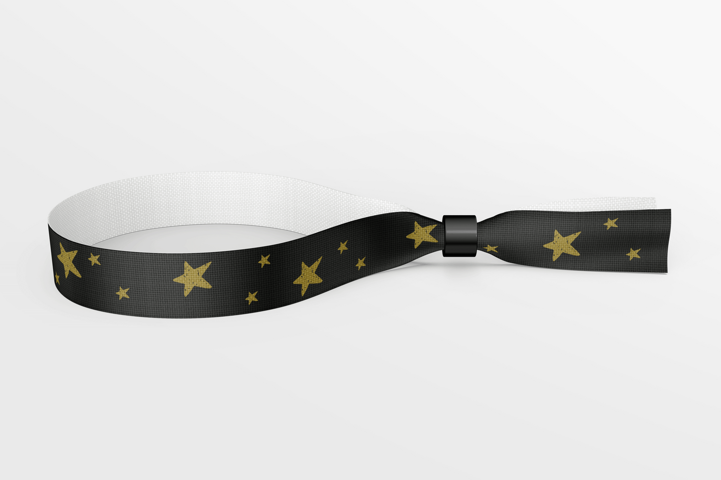 Textile Wristbands with Stars and Colours Fabric Wristbands JM Band UK 50 Black With Gold Stars