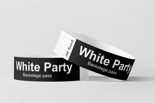 Paper Wristbands - White Print Paper wristbands JM Band UK