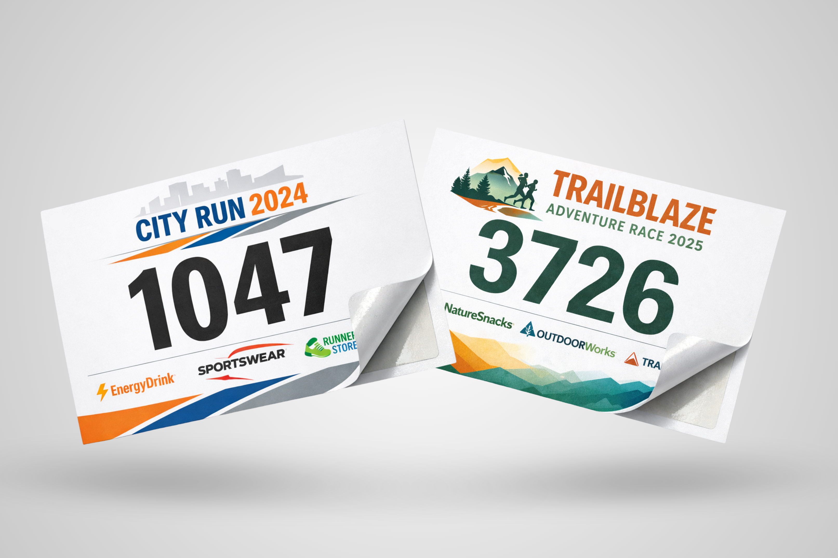 Self-adhesive race numbers with print | Fast delivery | JM Band®