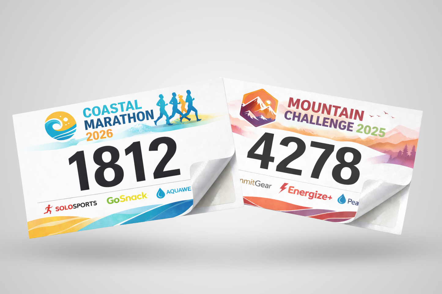 A4 size self-adhesive race numbers with print