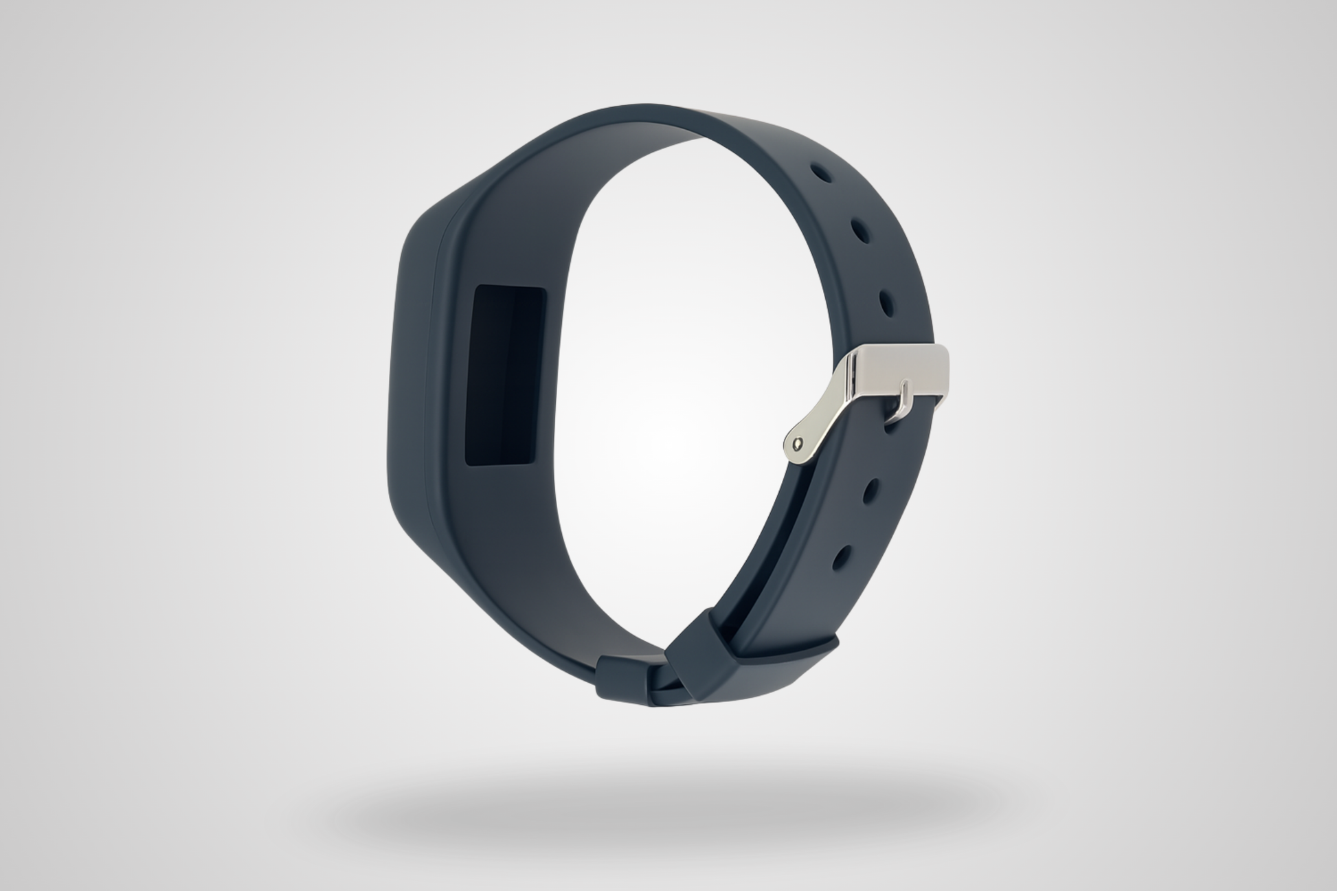 A photo of a black silicone bracelet compatible with chip space