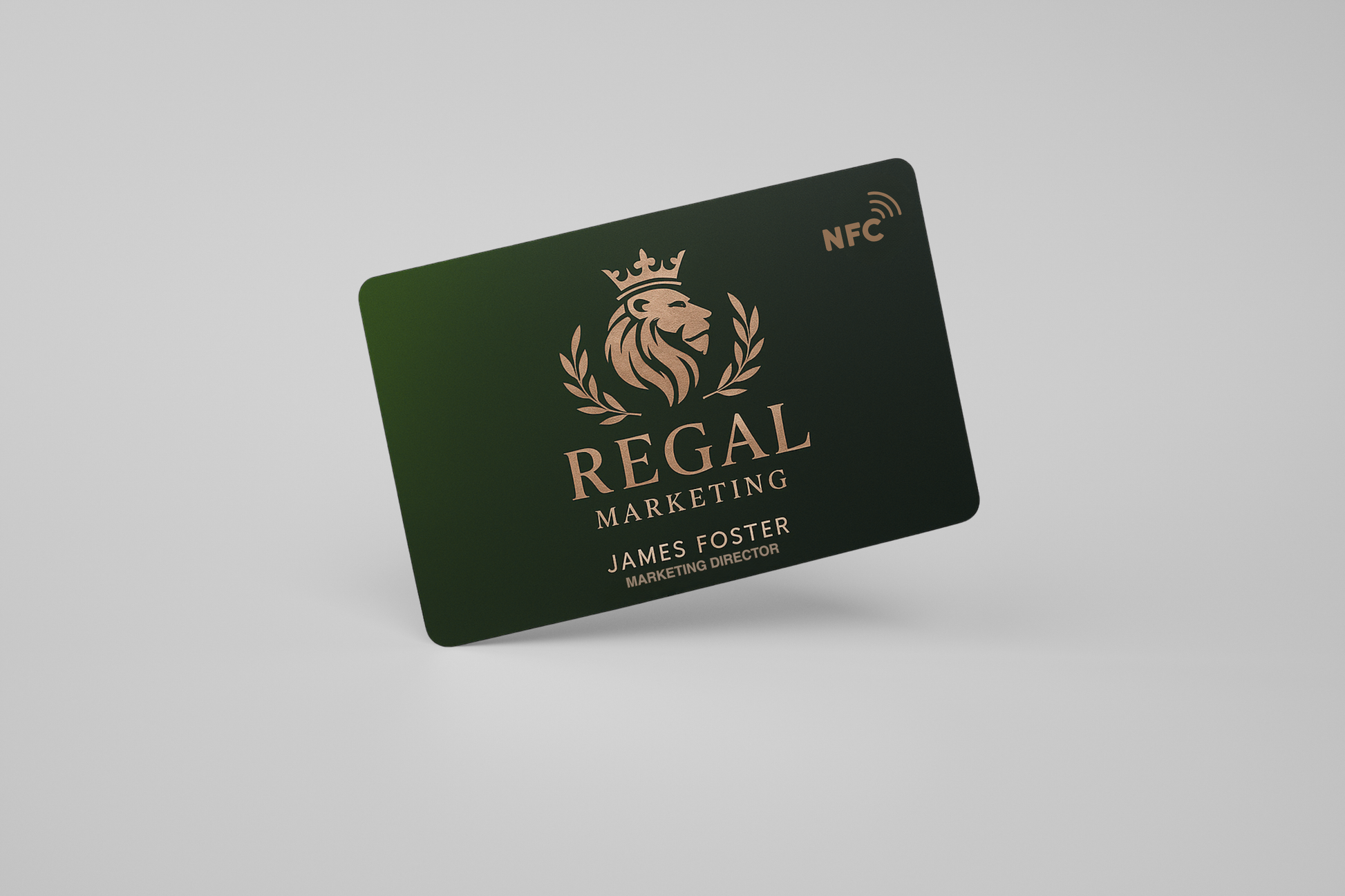 A photo of an NFC business card with custom design