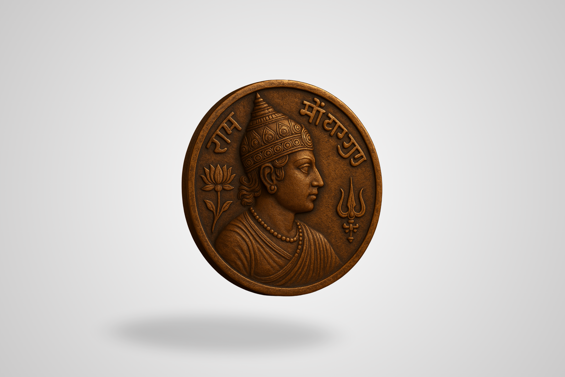 A photo of an Asian antique bronze coin
