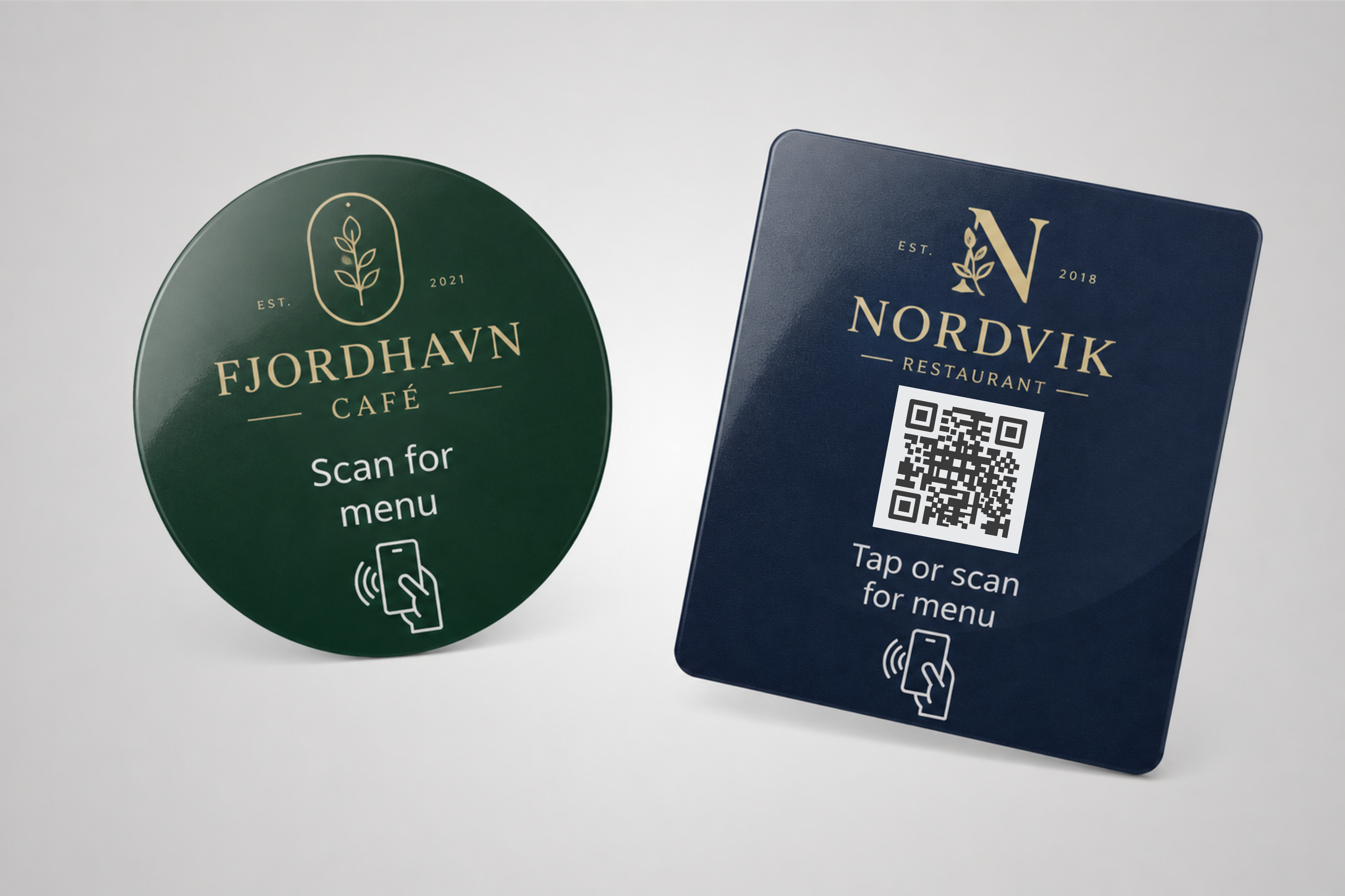 Digital menus with NFC Stickers in busy lunch cafés