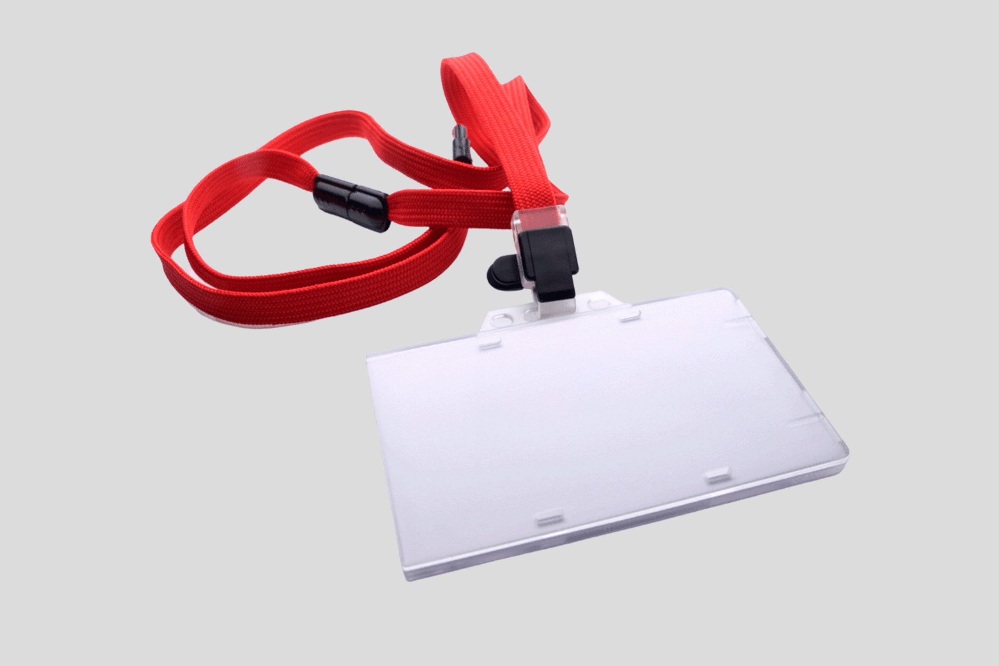 ID Card holder with red lanyards