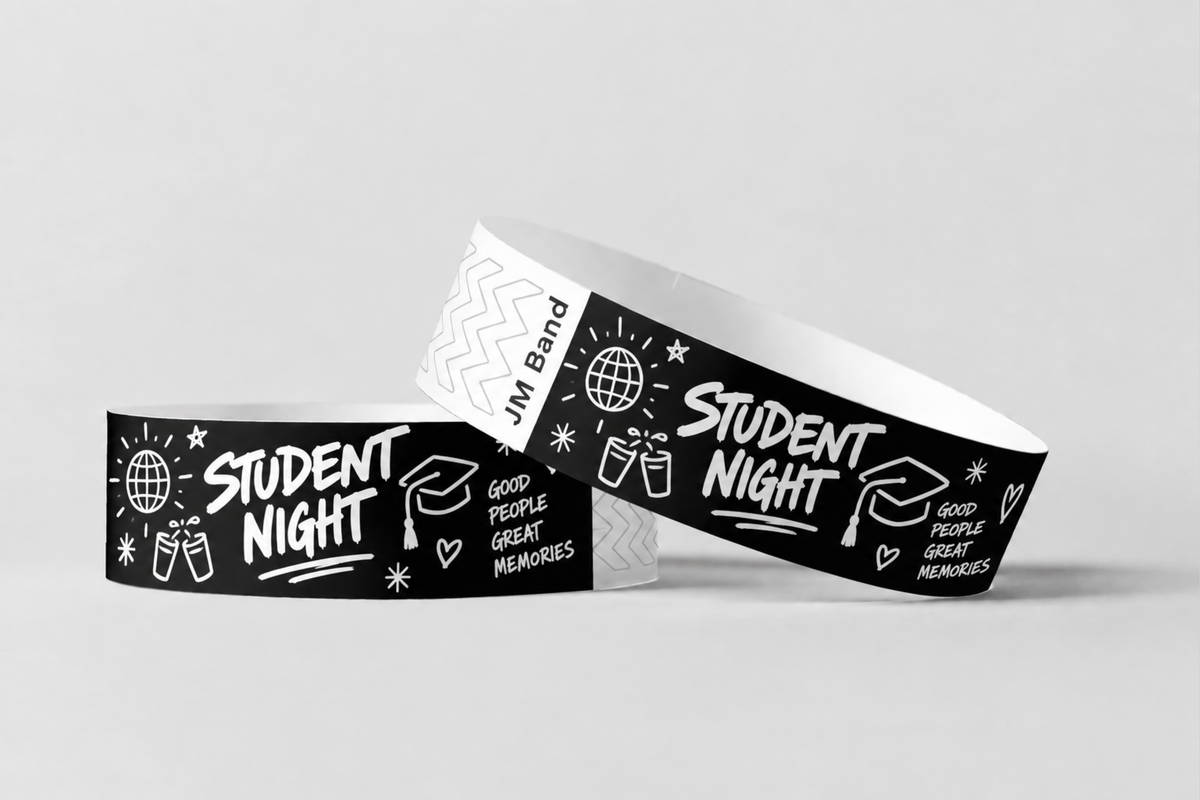 Paper Wristbands - White Print