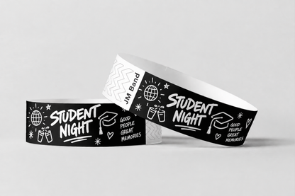 Paper Wristbands - White Print