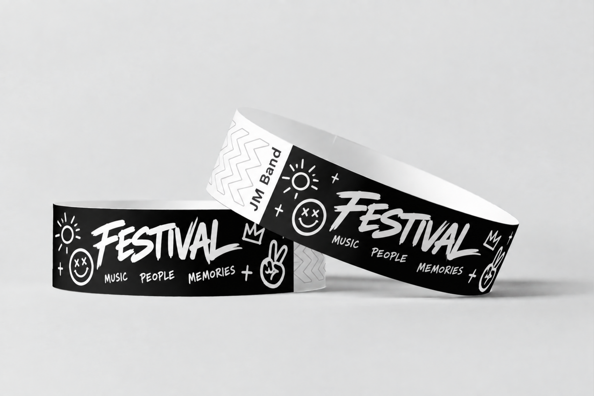Paper Wristbands - White Print