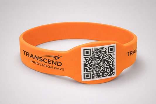 Silicone wristband with QR code and print from JMband