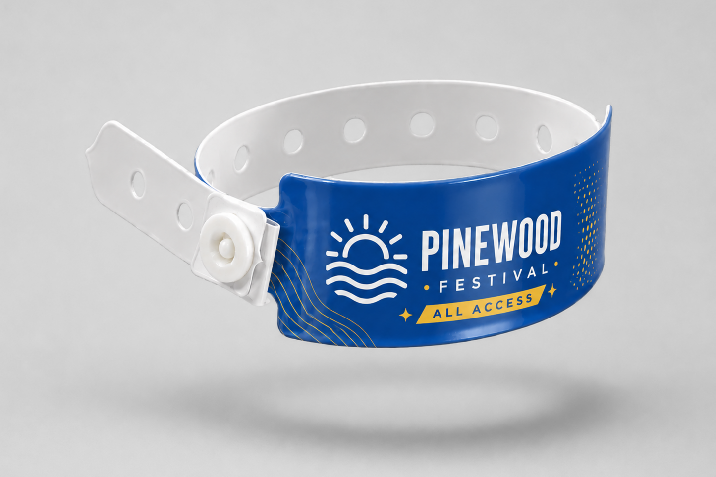 Printed wide plastic wristbands from JM Band®. Buy blue plastic wristbands here.
