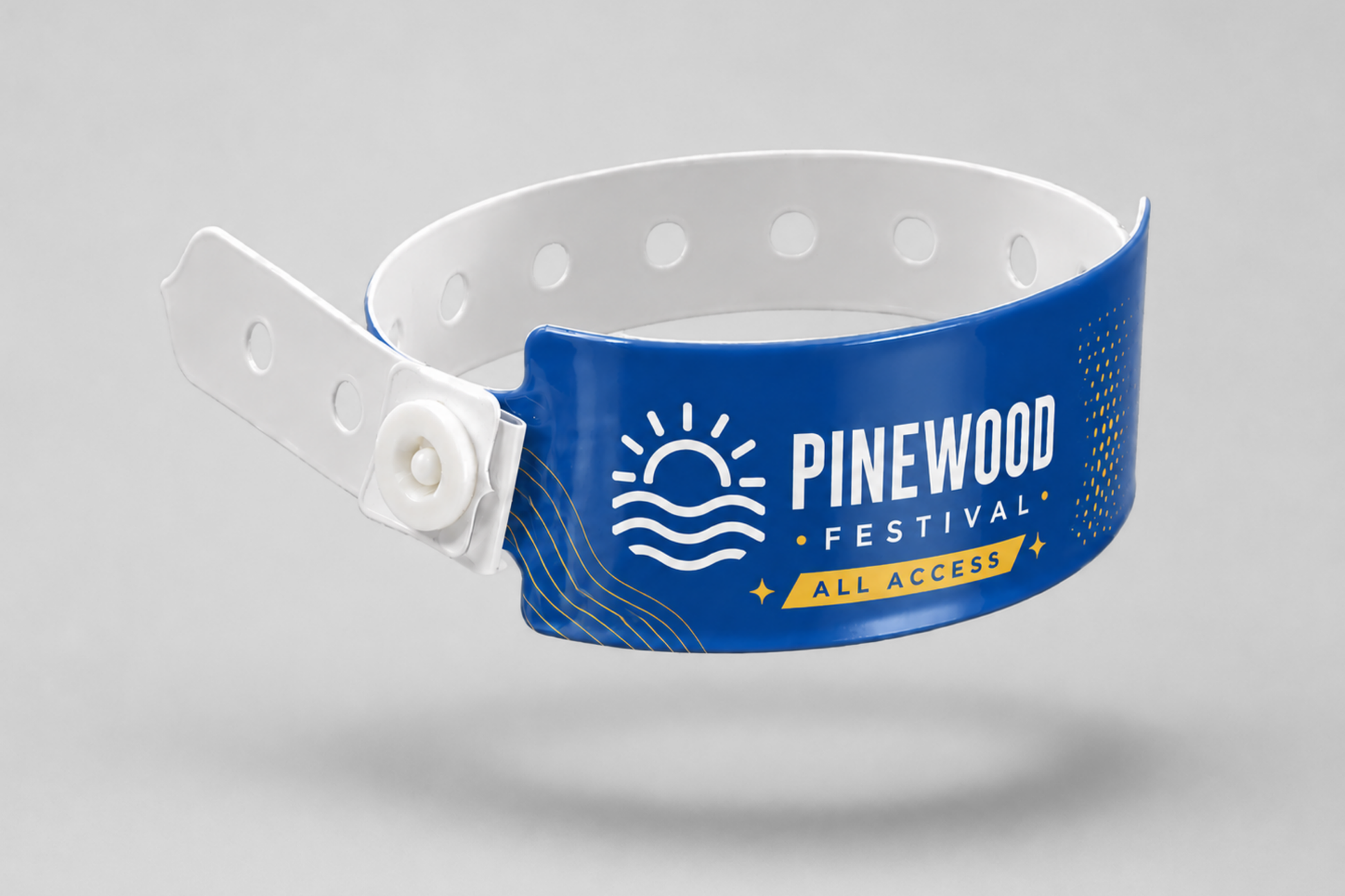 Printed wide plastic wristbands from JM Band®. Buy blue plastic wristbands here.