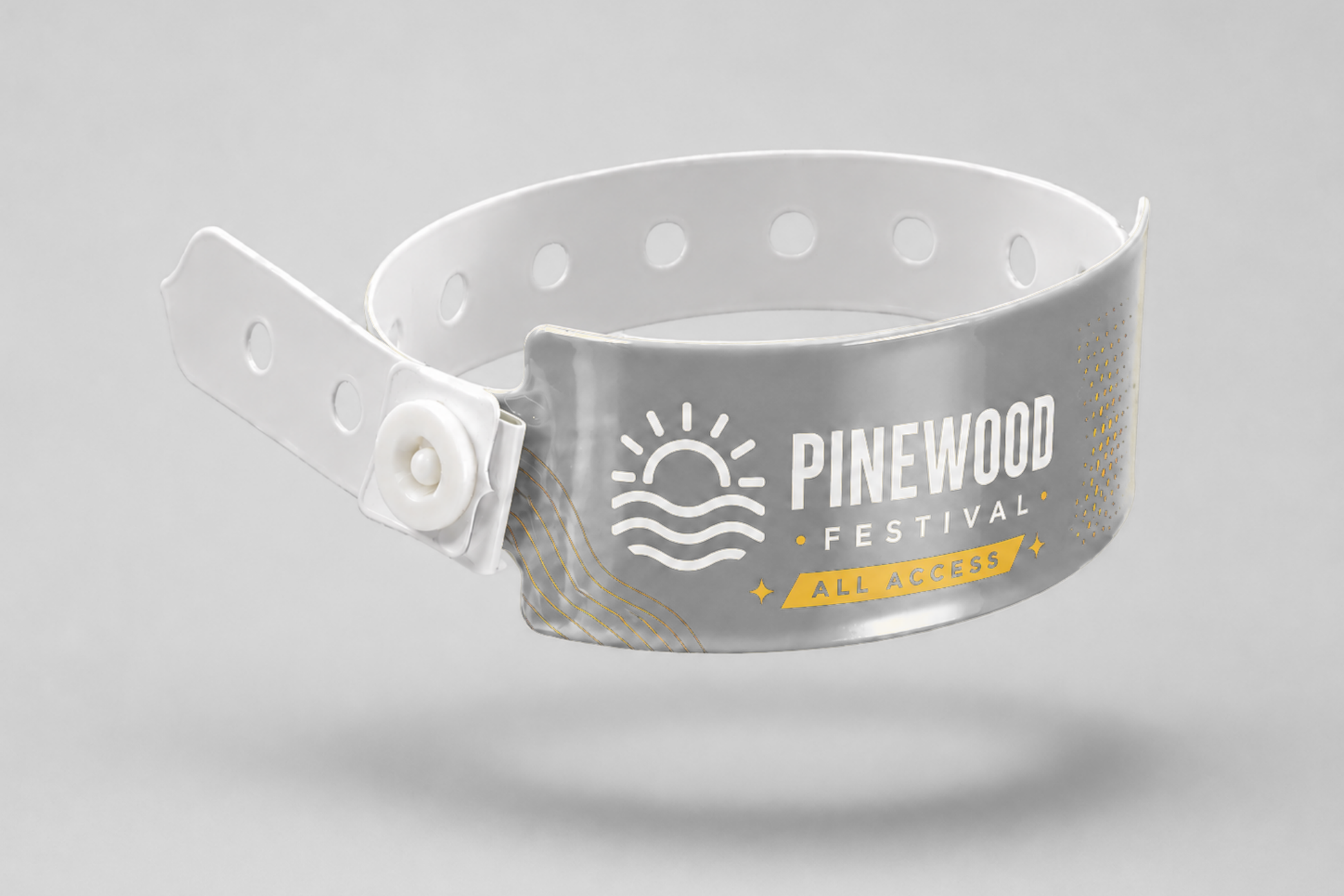 Printed wide plastic wristbands from JM Band®. Buy gray plastic wristbands here.