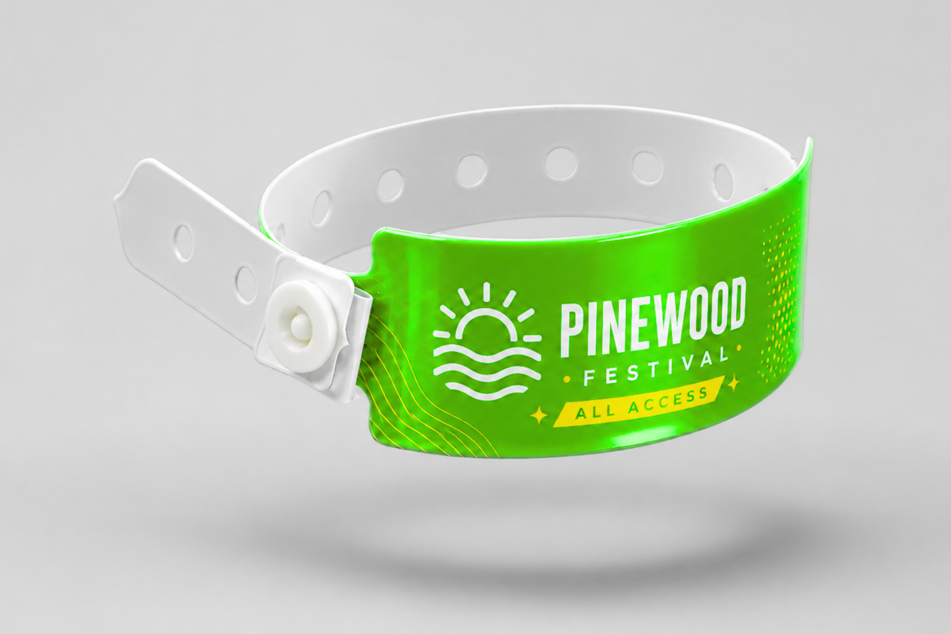 Printed wide plastic wristbands from JM Band®. Buy neon green plastic wristbands here.