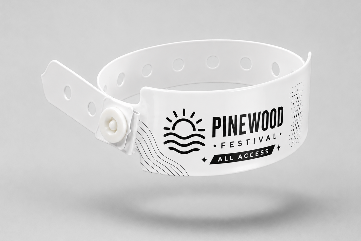 Printed wide plastic wristbands from JM Band®. Buy white plastic wristbands here.