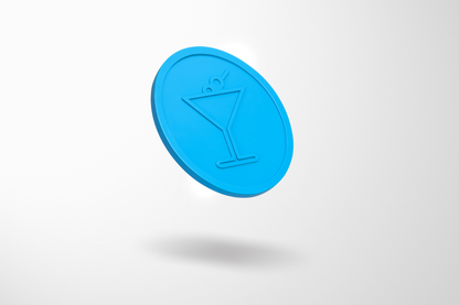 Embossed Plastic Tokens in Stock Tokens JM Band UK 1 blue cocktail