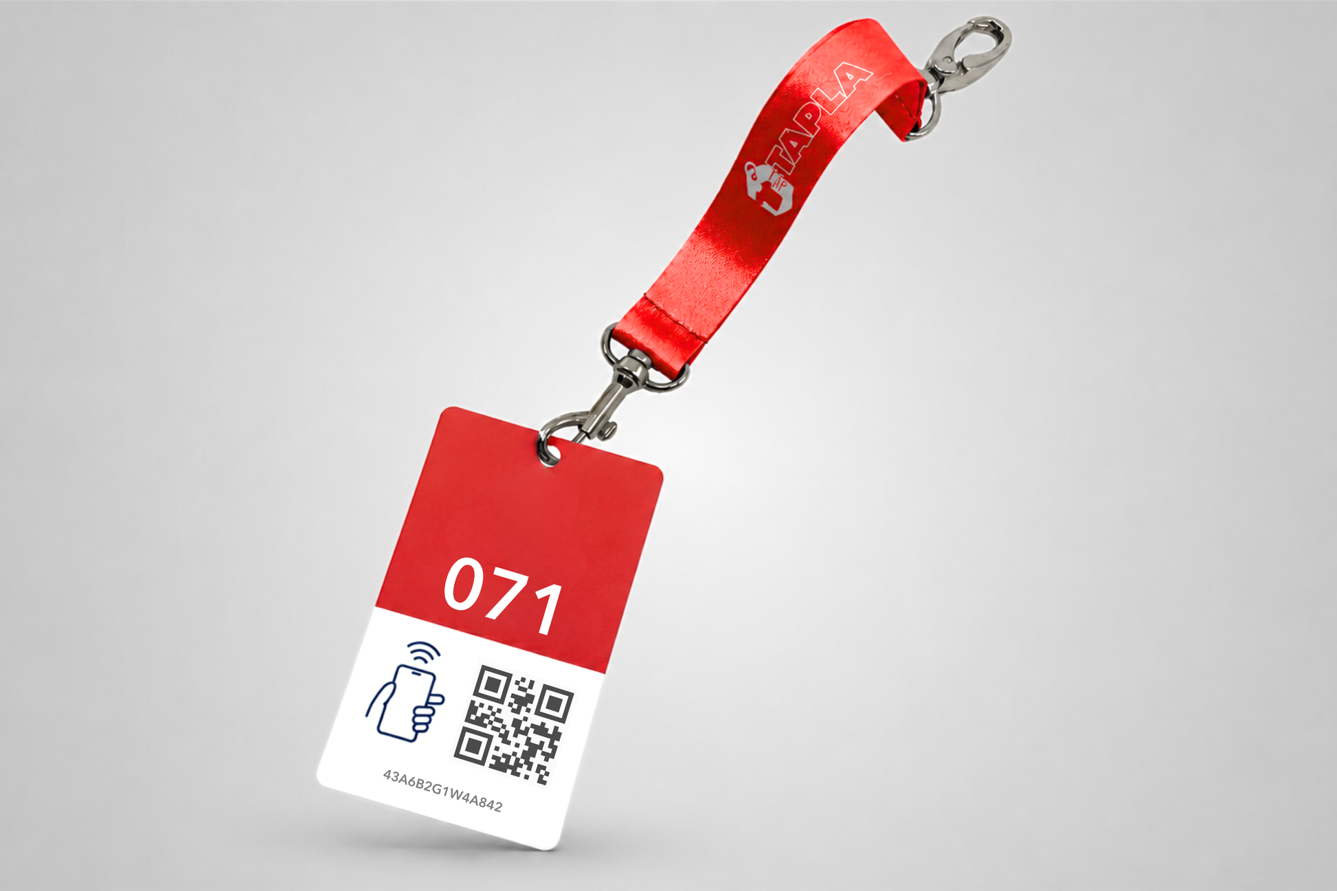 Red Cloakroom tags with NFC and QR code from JM Band®