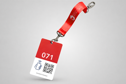 Red Cloakroom tags with NFC and QR code from JM Band®