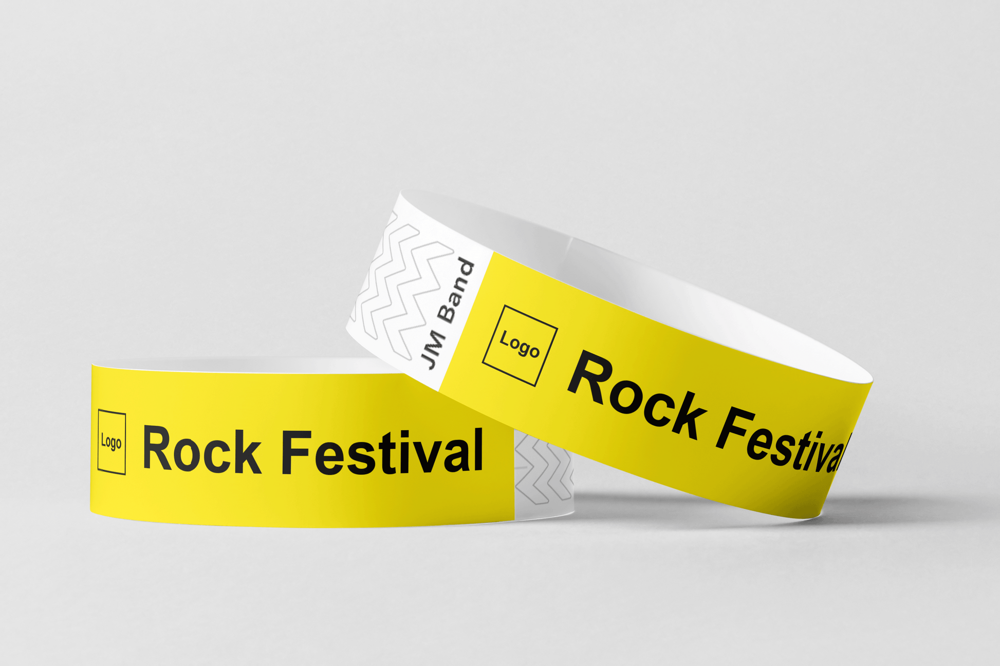 Paper Wristband - Black Print Paper wristbands JM Band UK 10 Yellow