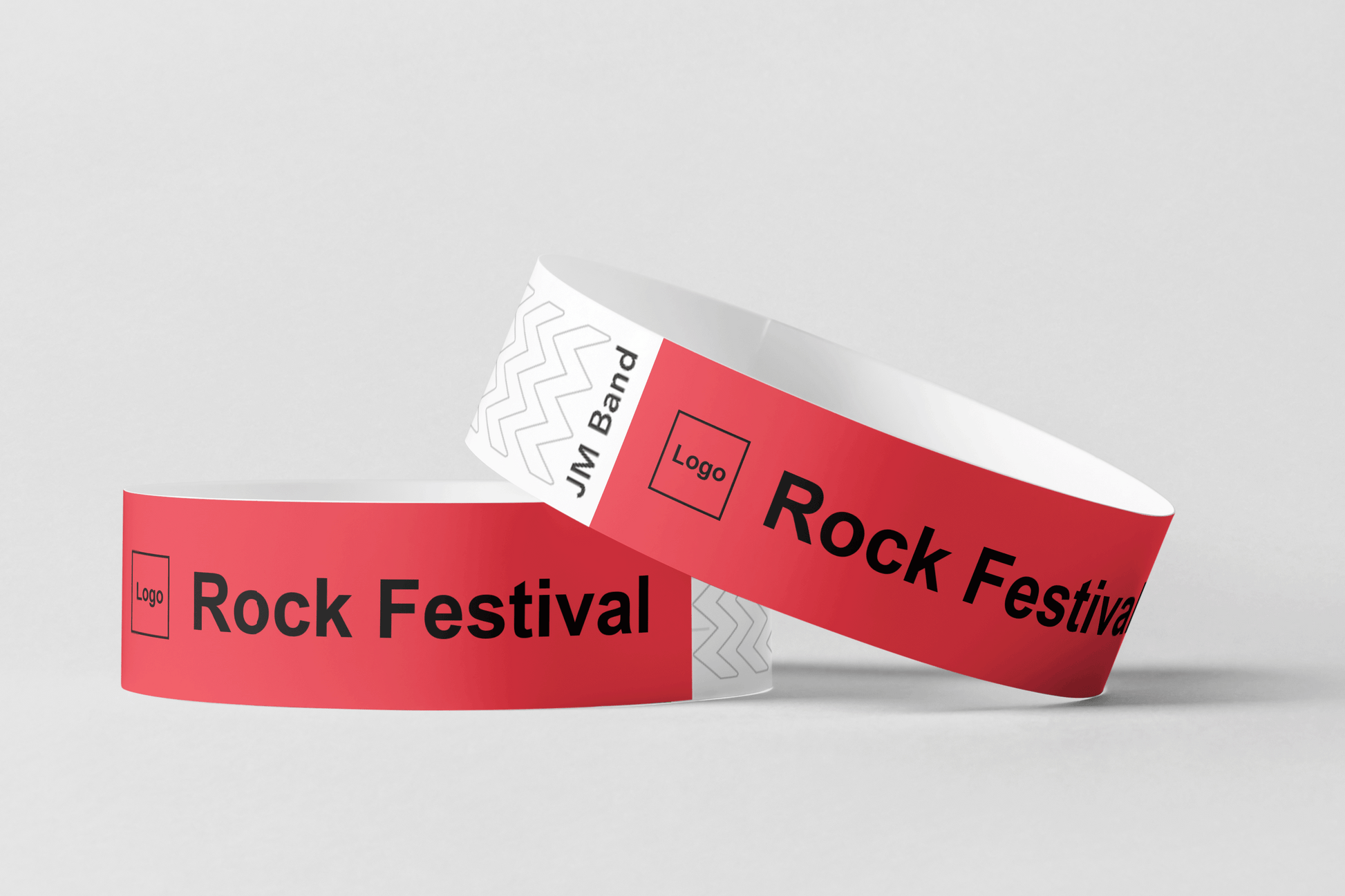 Paper Wristband - Black Print Paper wristbands JM Band UK 10 Red