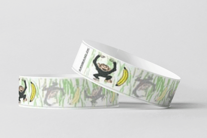 Paper Wristbands - Pre-Printed Paper wristbands JM Band UK 10 Monkeys 