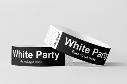 Paper Wristbands - White Print Paper wristbands JM Band UK   